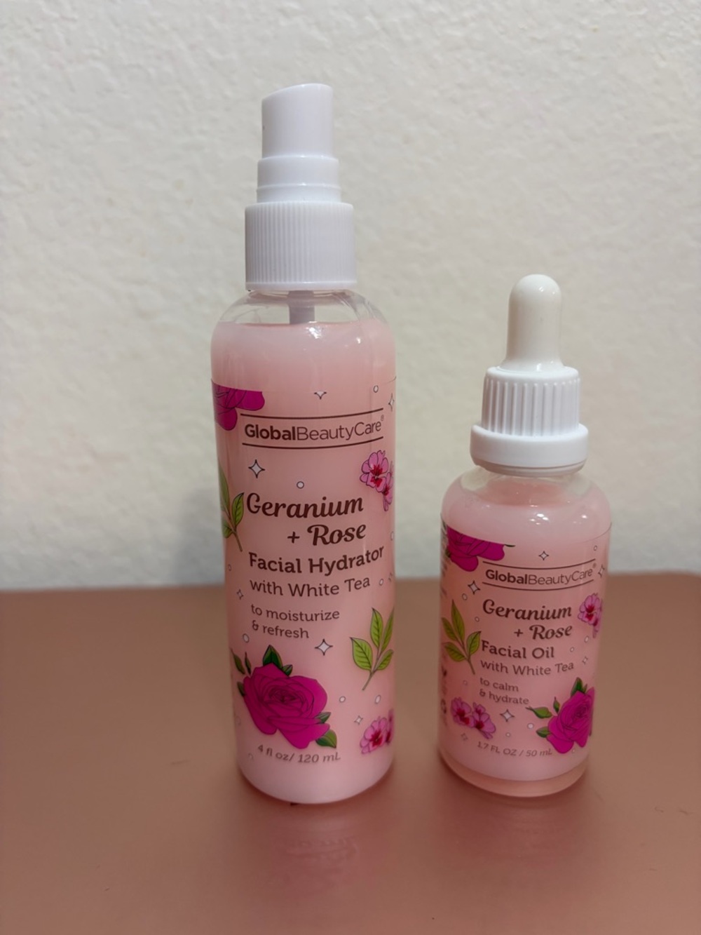Global Beauty Care Geranium + Rose Facial Products.